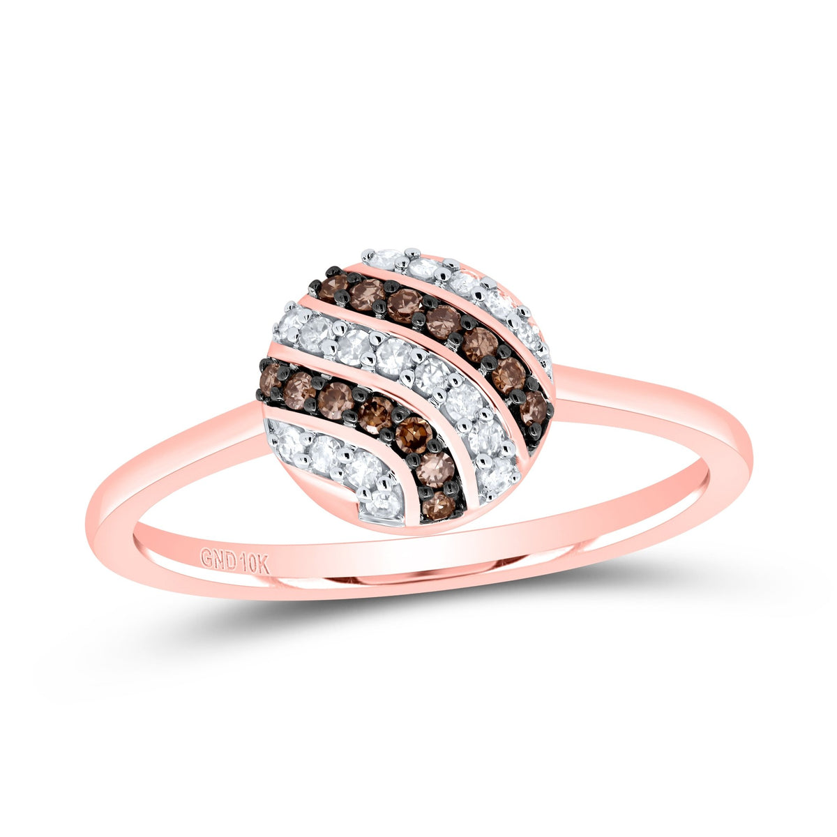10K Rose Gold Diamond Cognac Ring 1/5 Cttw - Splendid Jewellery