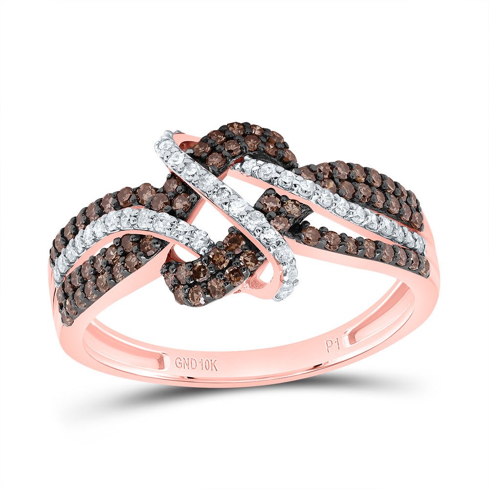 10K Rose Gold Diamond Cognac Women's Ring 5/8 Cttw - Splendid Jewellery