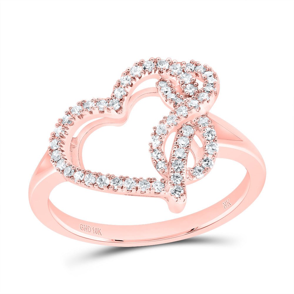 10K Rose Gold Diamond Fashion Infinity Heart Ring 1/4 Cttw - Splendid Jewellery