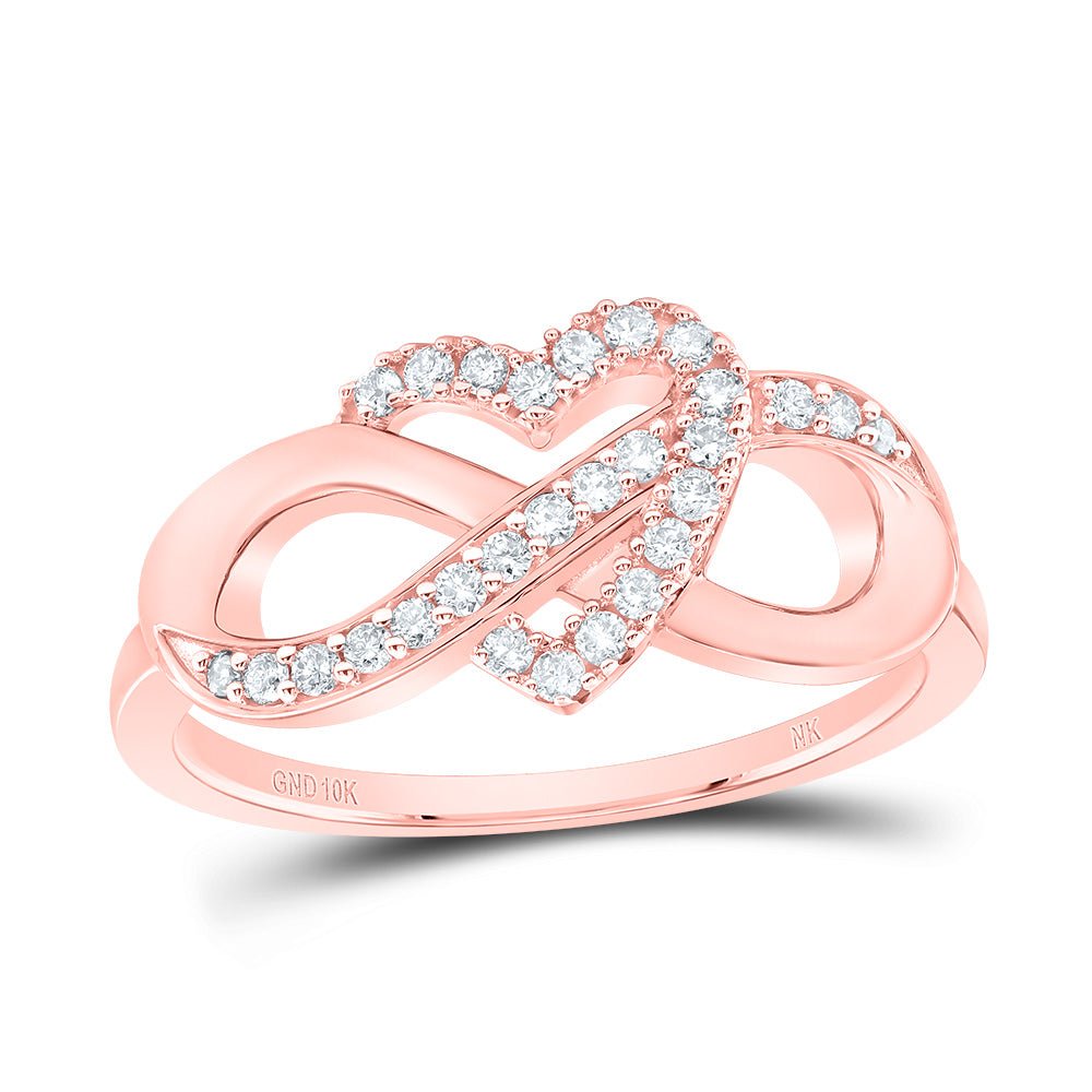 10K Rose Gold Diamond Fashion Infinity Heart Ring 1/5 Cttw - Splendid Jewellery