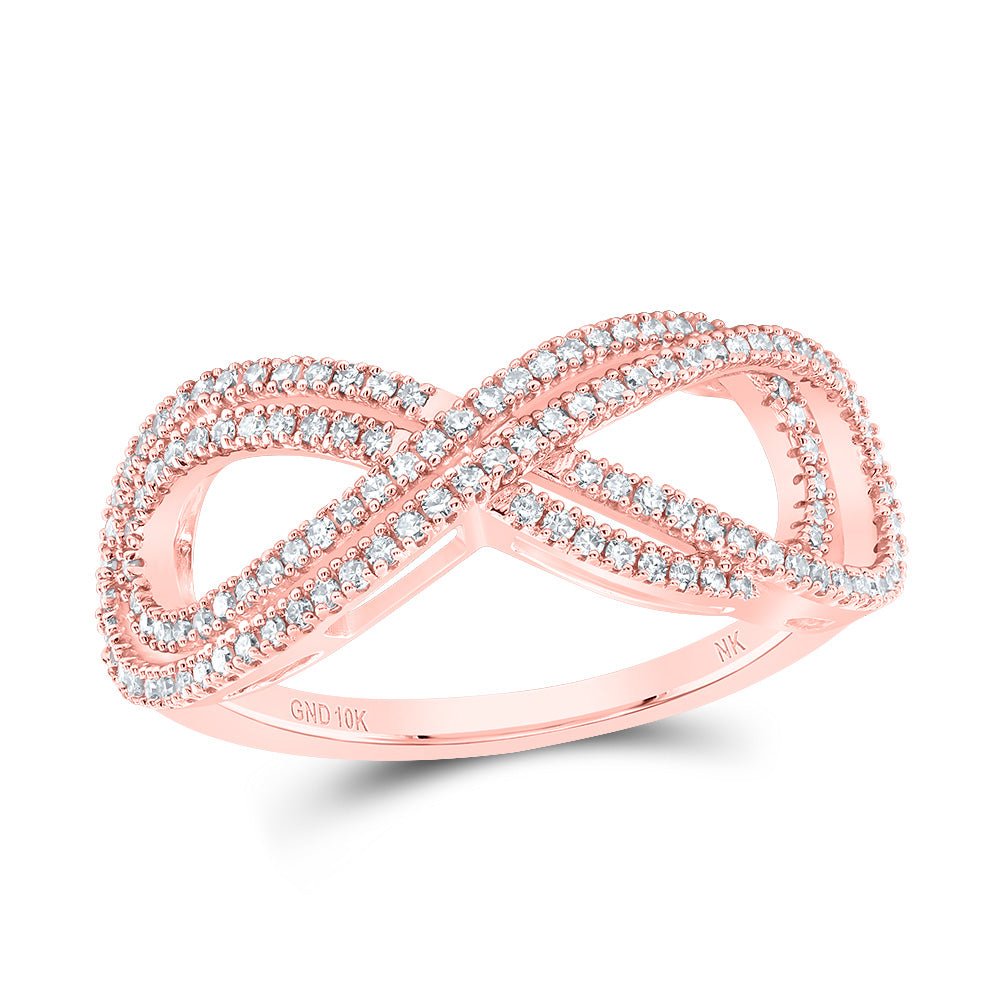 10K Rose Gold Diamond Fashion Infinity Ring 1/3 Cttw - Splendid Jewellery