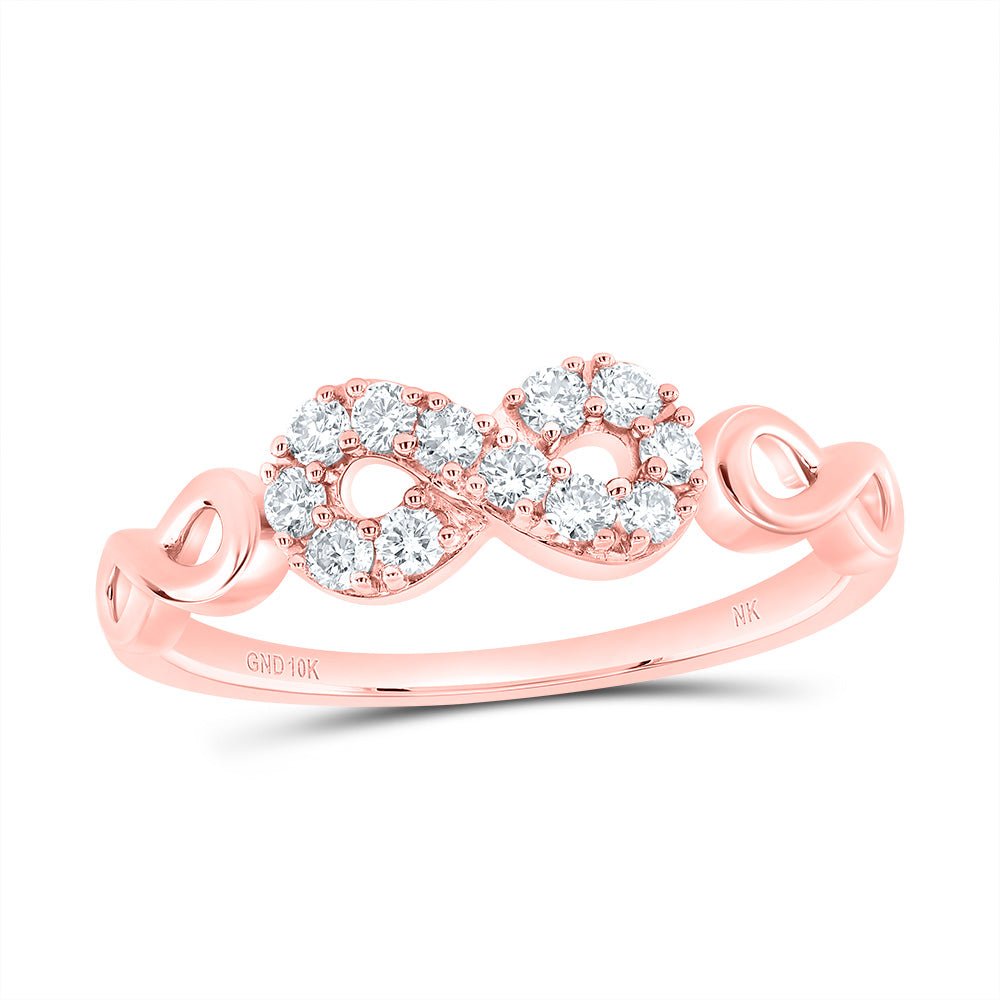 10K Rose Gold Diamond Fashion Infinity Ring 1/4 Cttw - Splendid Jewellery