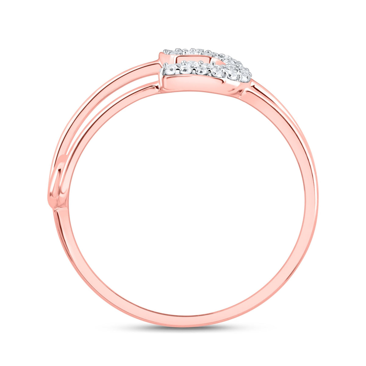 10K Rose Gold Diamond Fashion Safety Pin Ring 1/8 Cttw - Splendid Jewellery