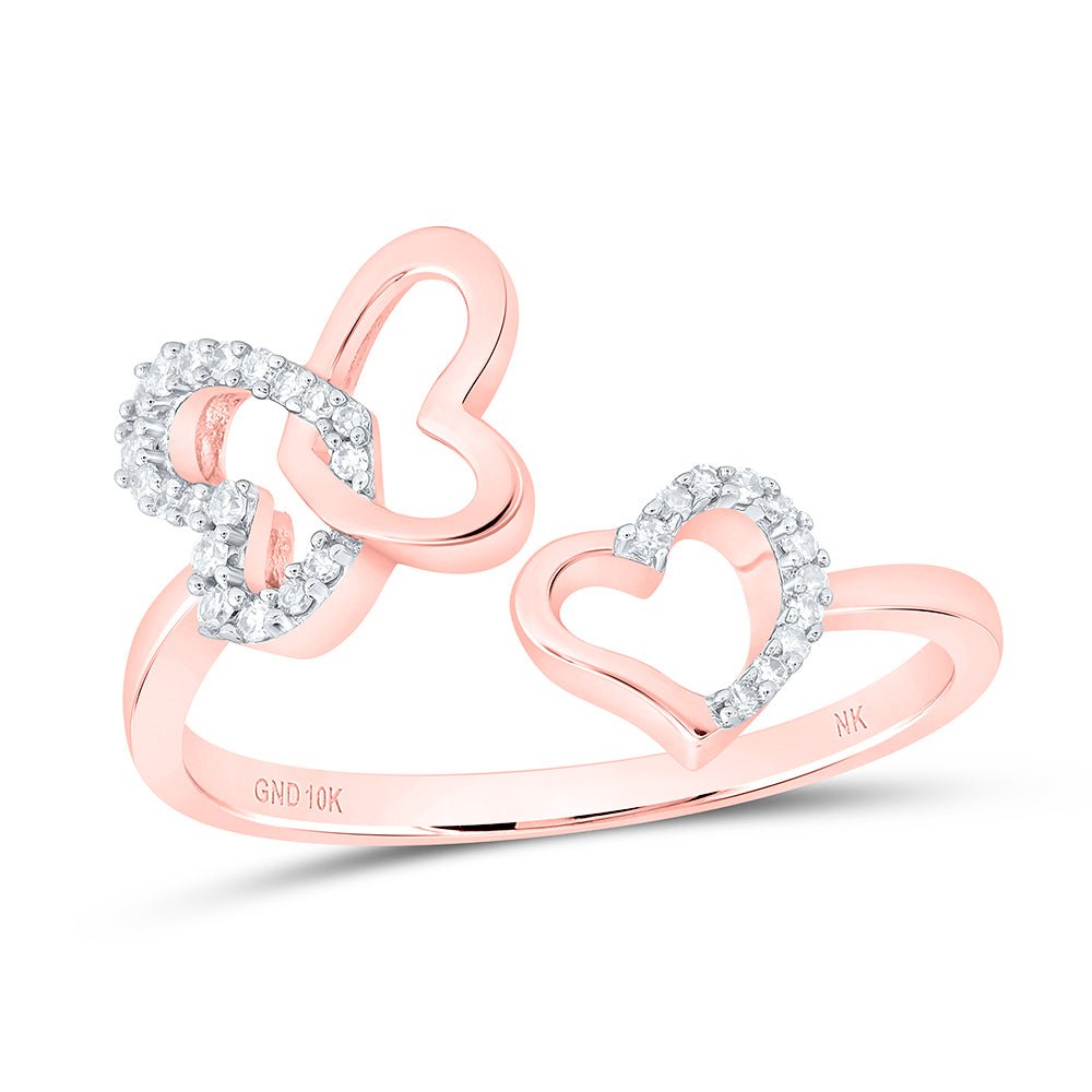 10K Rose Gold Diamond Gift Butterfly Heart Ring 1/10 Cttw - Splendid Jewellery