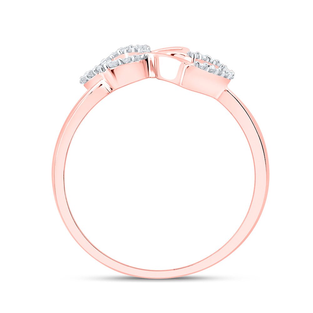 10K Rose Gold Diamond Gift Butterfly Heart Ring 1/10 Cttw - Splendid Jewellery
