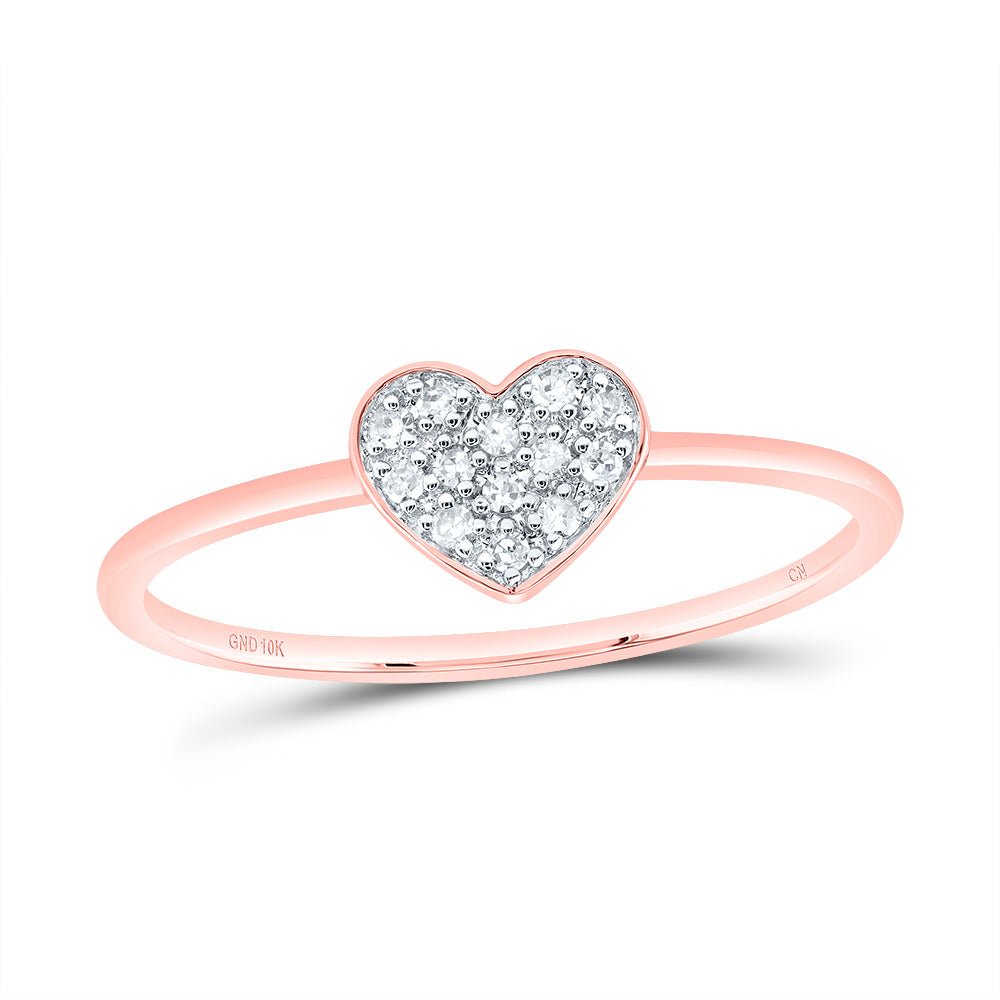 10K Rose Gold Diamond Gift Heart Ring 1/12 Cttw - Splendid Jewellery