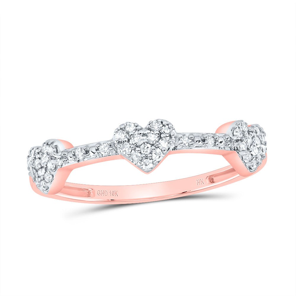 10K Rose Gold Diamond Gift Heart Ring 1/6 Cttw - Splendid Jewellery