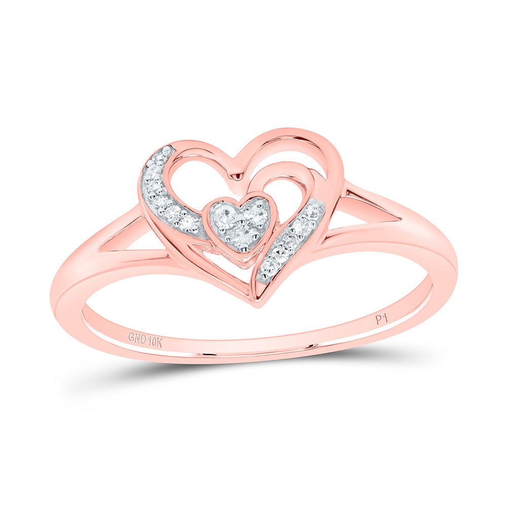 10K Rose Gold Diamond Heart Ring 1/20 Cttw - Splendid Jewellery