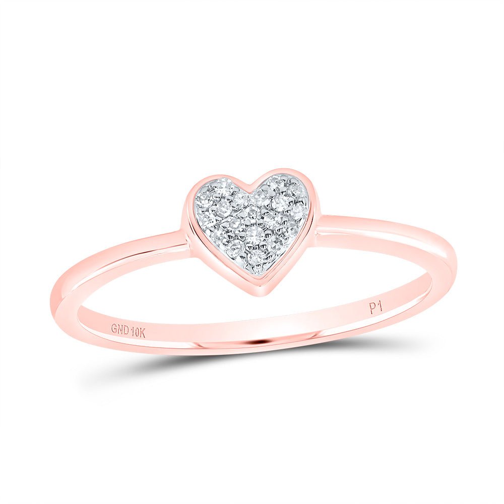 10K Rose Gold Diamond Heart Ring 1/20 Cttw - Splendid Jewellery