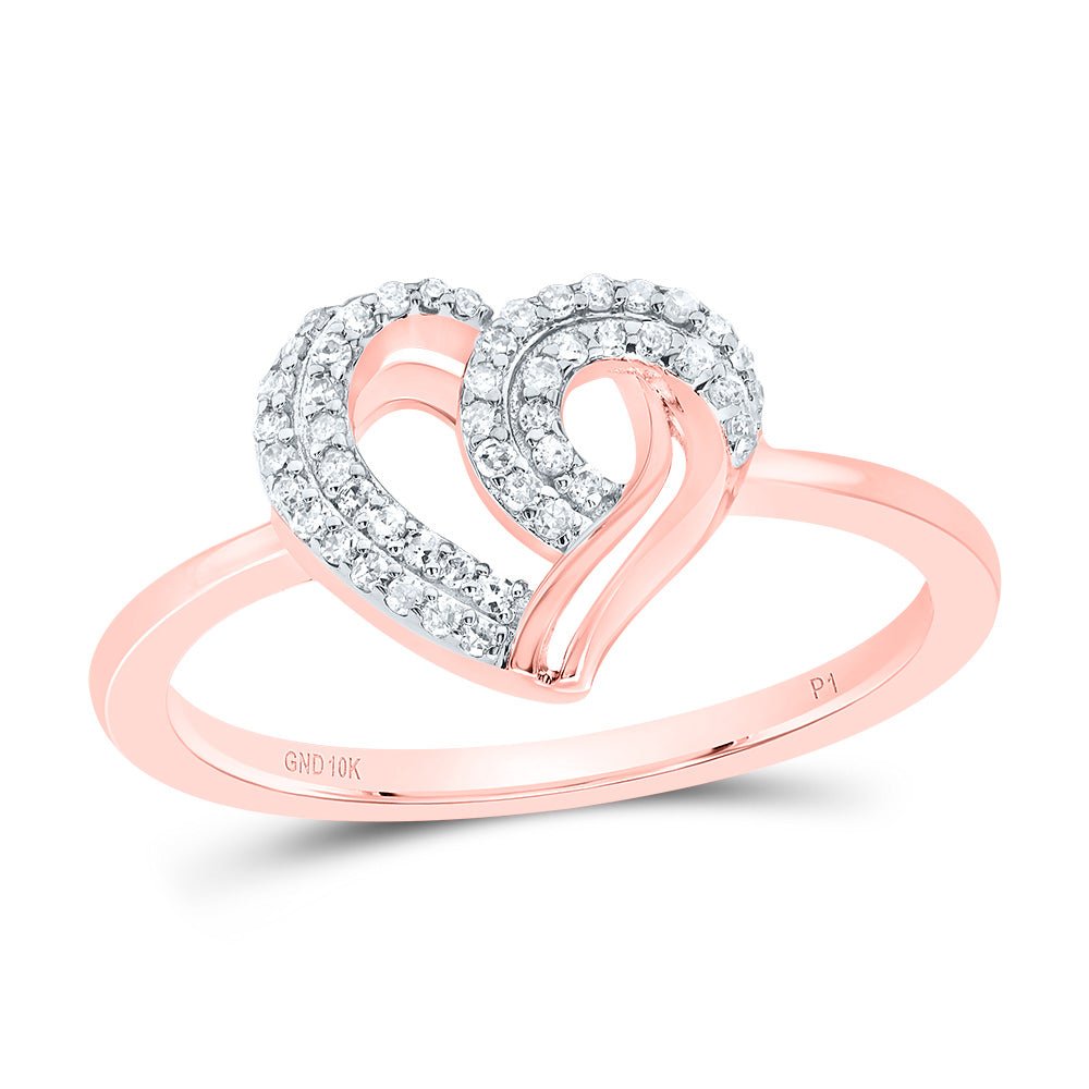 10K Rose Gold Diamond Heart Ring 1/6 Cttw - Splendid Jewellery