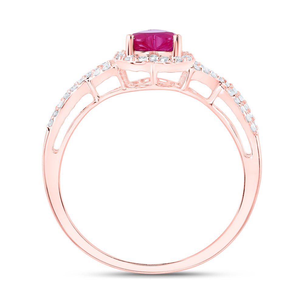 10K Rose Gold Heart Natural Gemstone Ring 1/4 Cttw - Splendid Jewellery