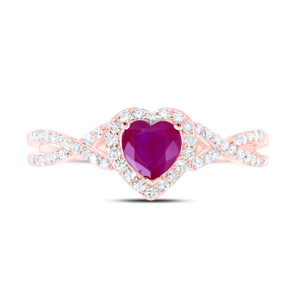 10K Rose Gold Heart Natural Gemstone Ring 1/4 Cttw - Splendid Jewellery