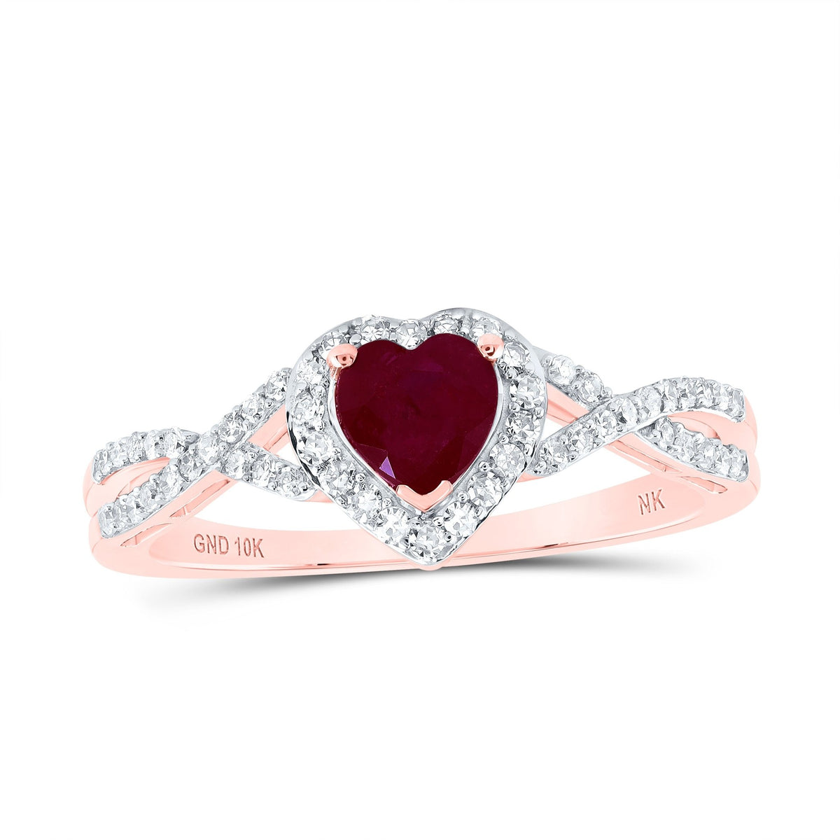 10K Rose Gold Heart Natural Gemstone Ring 1/4 Cttw - Splendid Jewellery
