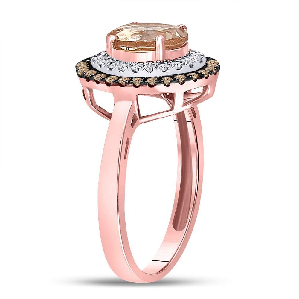 10K Rose Gold Natural Morganite Oval Solitaire Designer Ring 1 1/4 Cttw - Splendid Jewellery