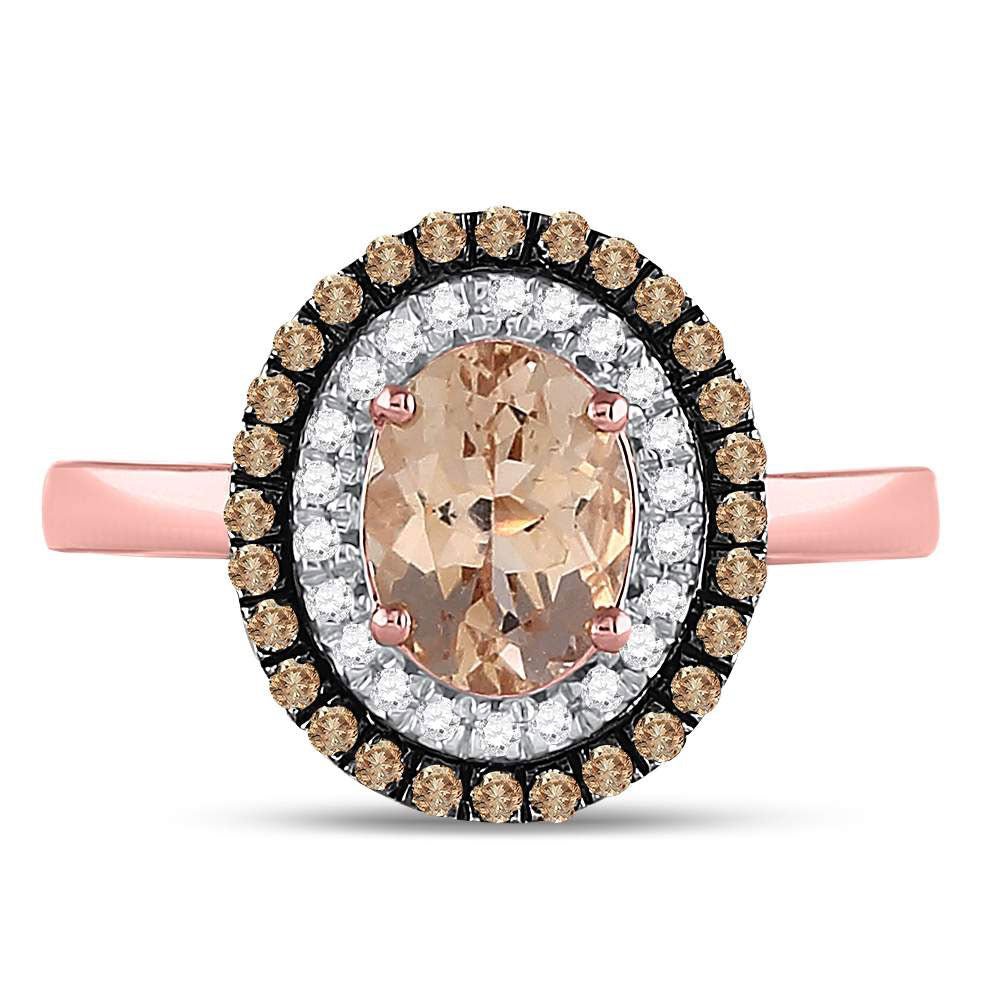 10K Rose Gold Natural Morganite Oval Solitaire Designer Ring 1 1/4 Cttw - Splendid Jewellery