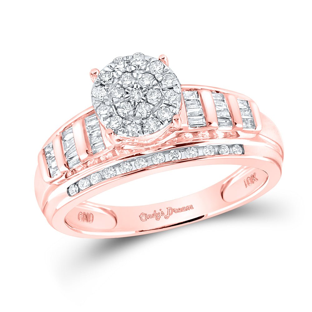 10K Rose Gold Round Diamond Designer Ring 1/2 Cttw - Splendid Jewellery