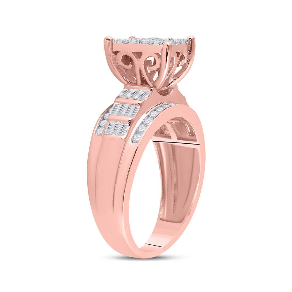 10K Rose Gold Round Diamond Women's Cluster Bridal Wedding Engagement Ring 7/8 Cttw - Splendid Jewellery