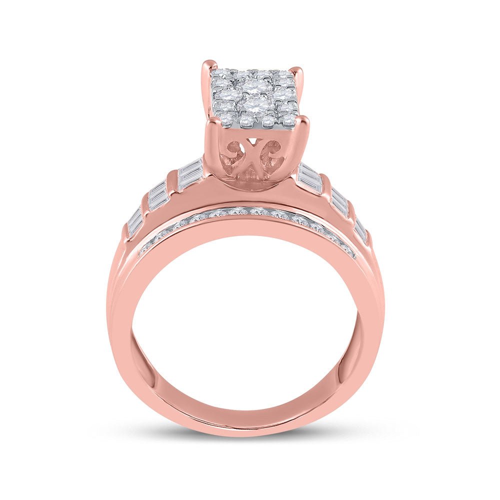 10K Rose Gold Round Diamond Women's Cluster Bridal Wedding Engagement Ring 7/8 Cttw - Splendid Jewellery