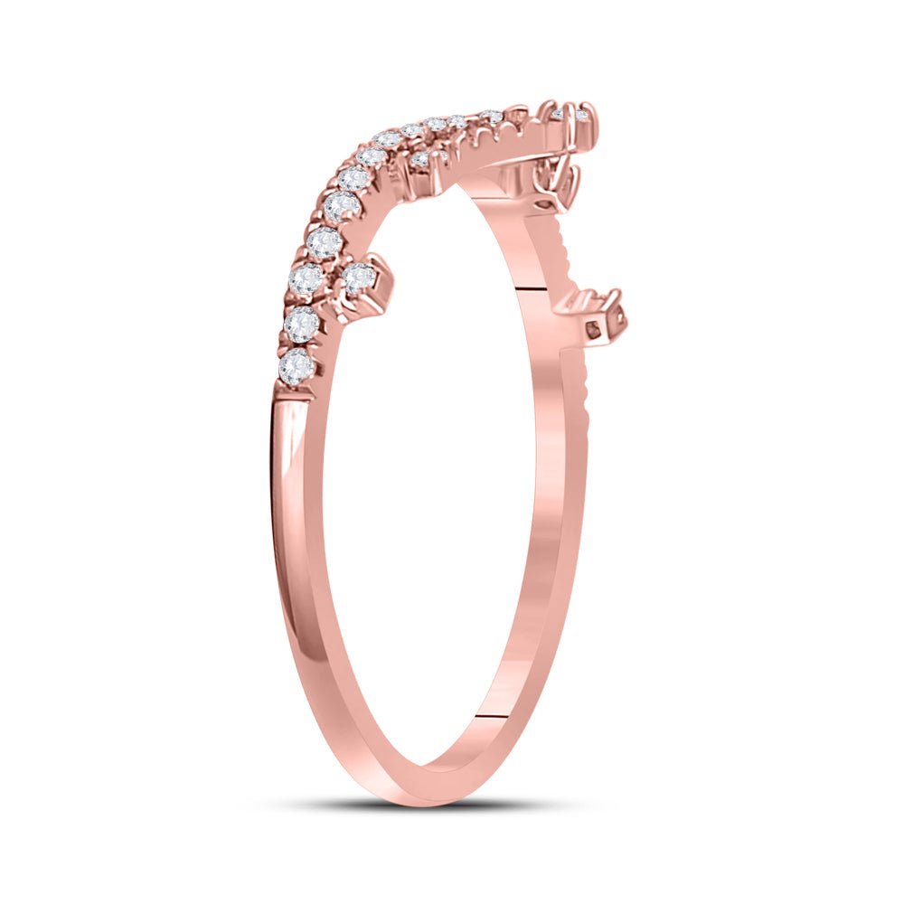 10K Rose Gold Round Diamond Women's Crown Tiara Fashion Band Ring 1/5 Cttw - Splendid Jewellery