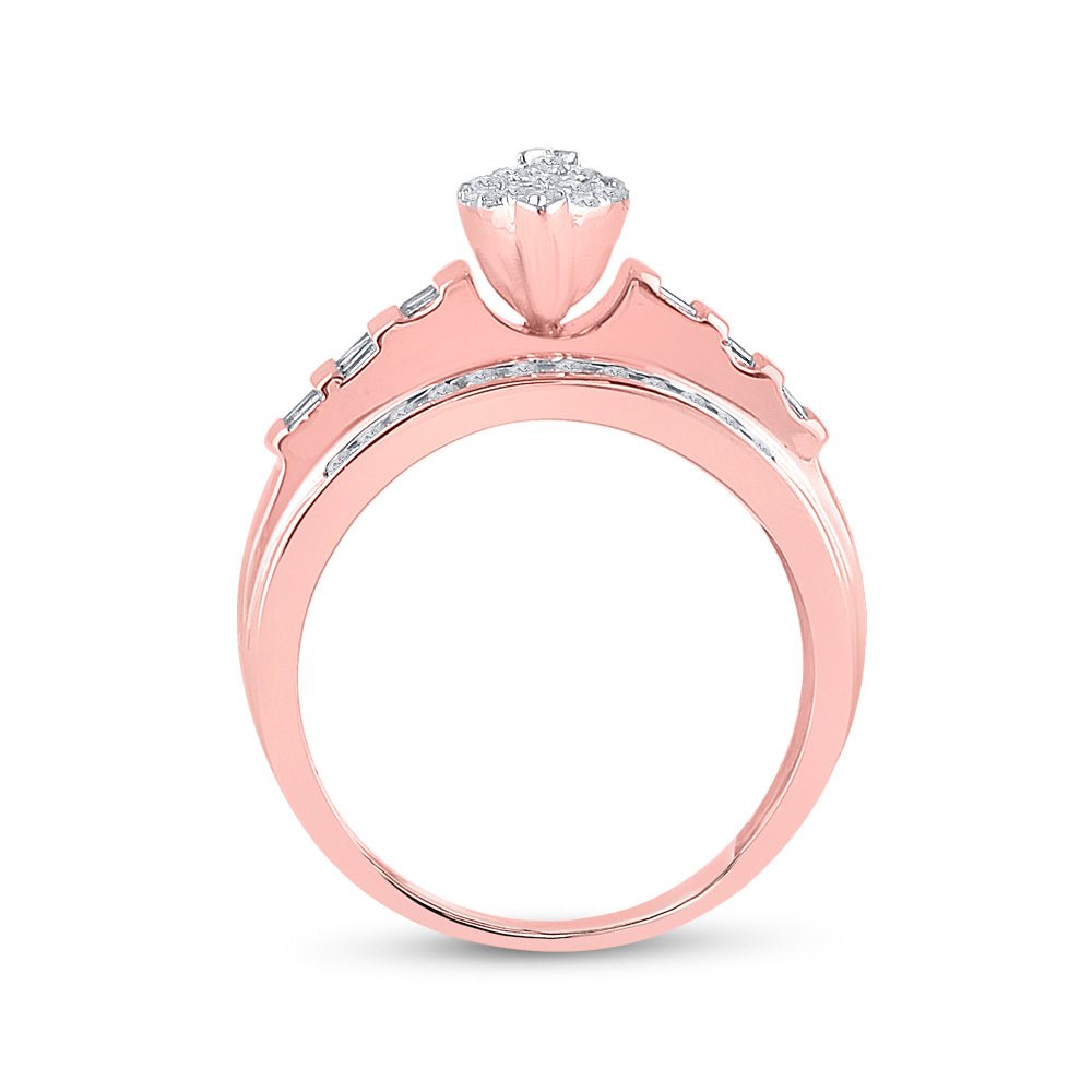 10K Rose Gold Round Diamond Women's Marquise Shape Cluster Bridal Wedding Engagement Ring 1/2 Cttw - Splendid Jewellery
