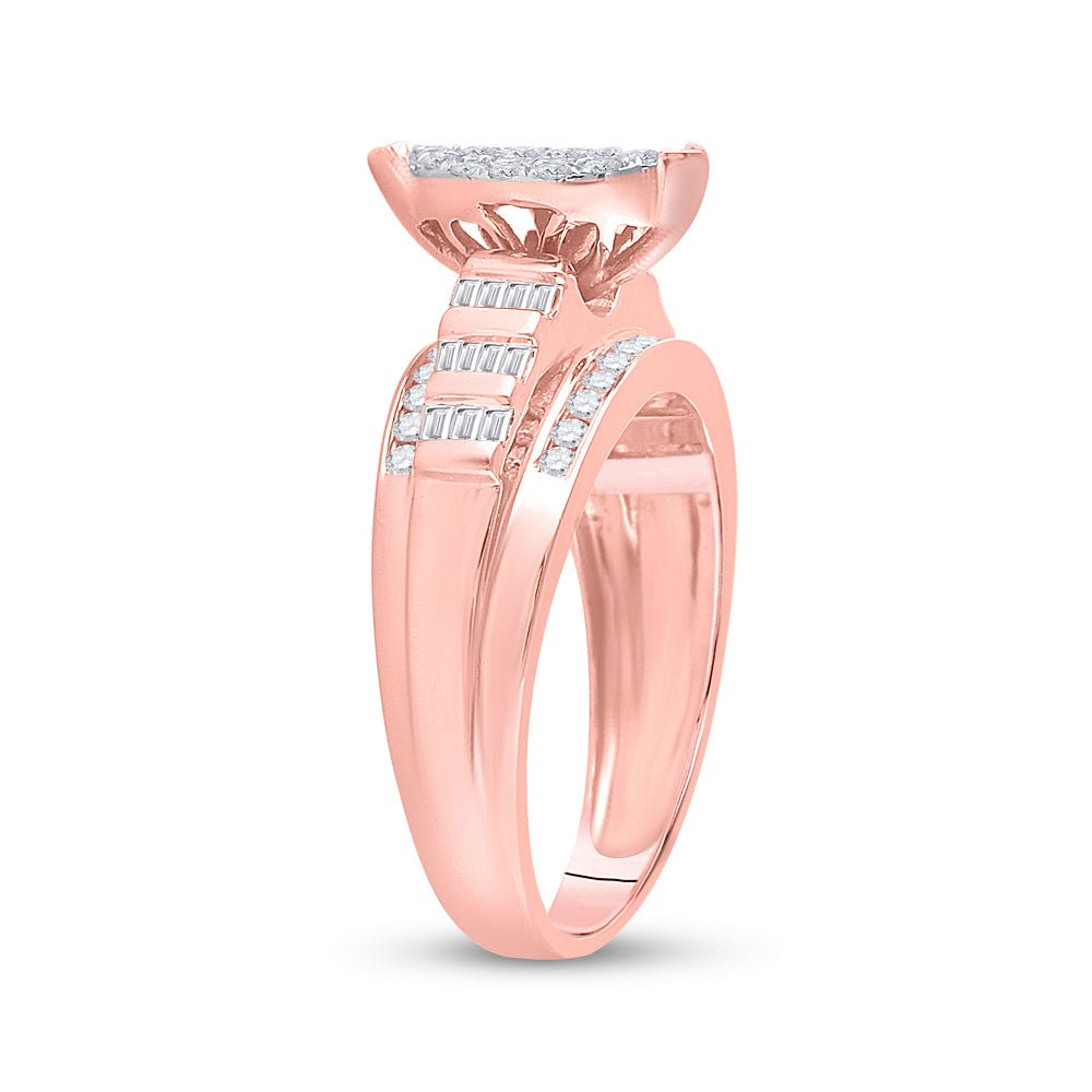 10K Rose Gold Round Diamond Women's Marquise Shape Cluster Bridal Wedding Engagement Ring 1/2 Cttw - Splendid Jewellery