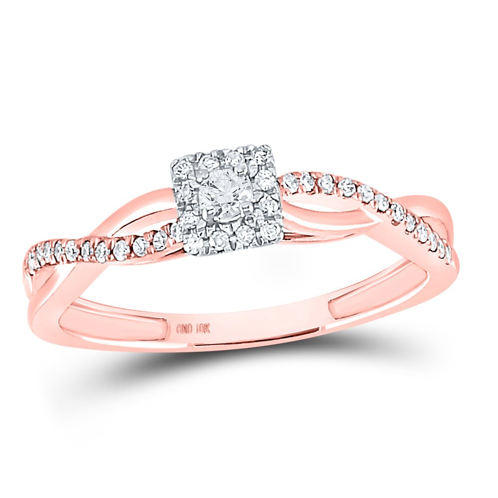 10K Rose Gold Round Diamond Women's Solitaire Twist Bridal Wedding Engagement Ring 1/5 Cttw - Splendid Jewellery