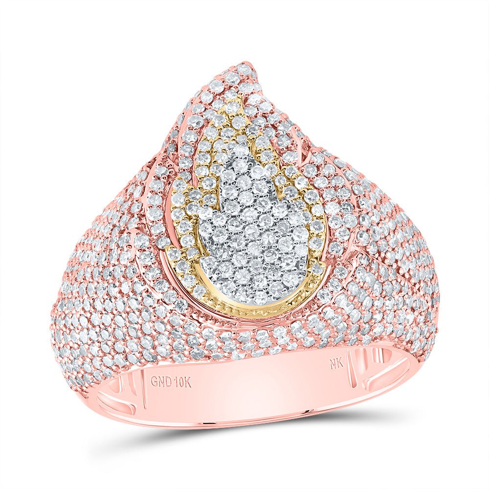 10K Tri Tone Gold Diamond Men's Ring 1 7/8 Cttw - Splendid Jewellery