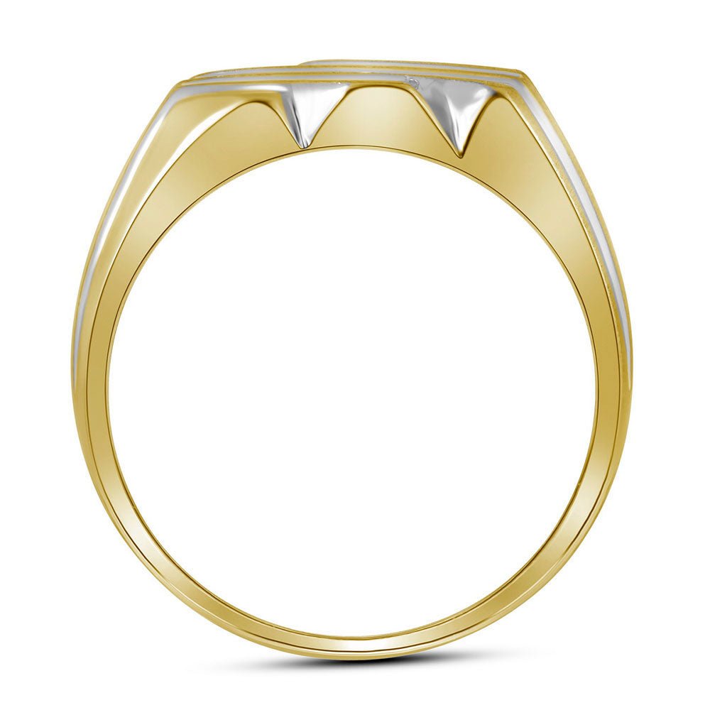 10K Two - Tone Round Diamond Mens 3 - Row Cluster Ring 1/2 Cttw - Splendid Jewellery