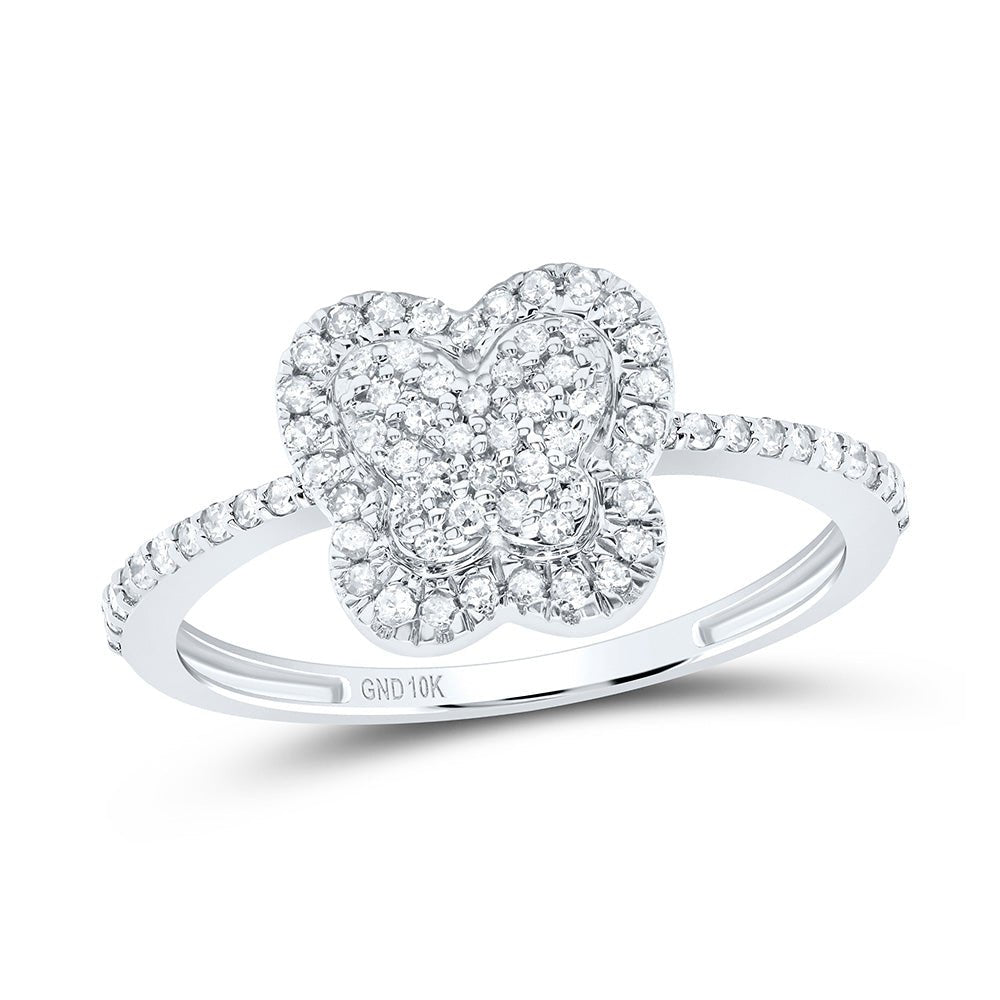 10K White Gold Diamond Butterfly Ring 1/4 Cttw - Splendid Jewellery