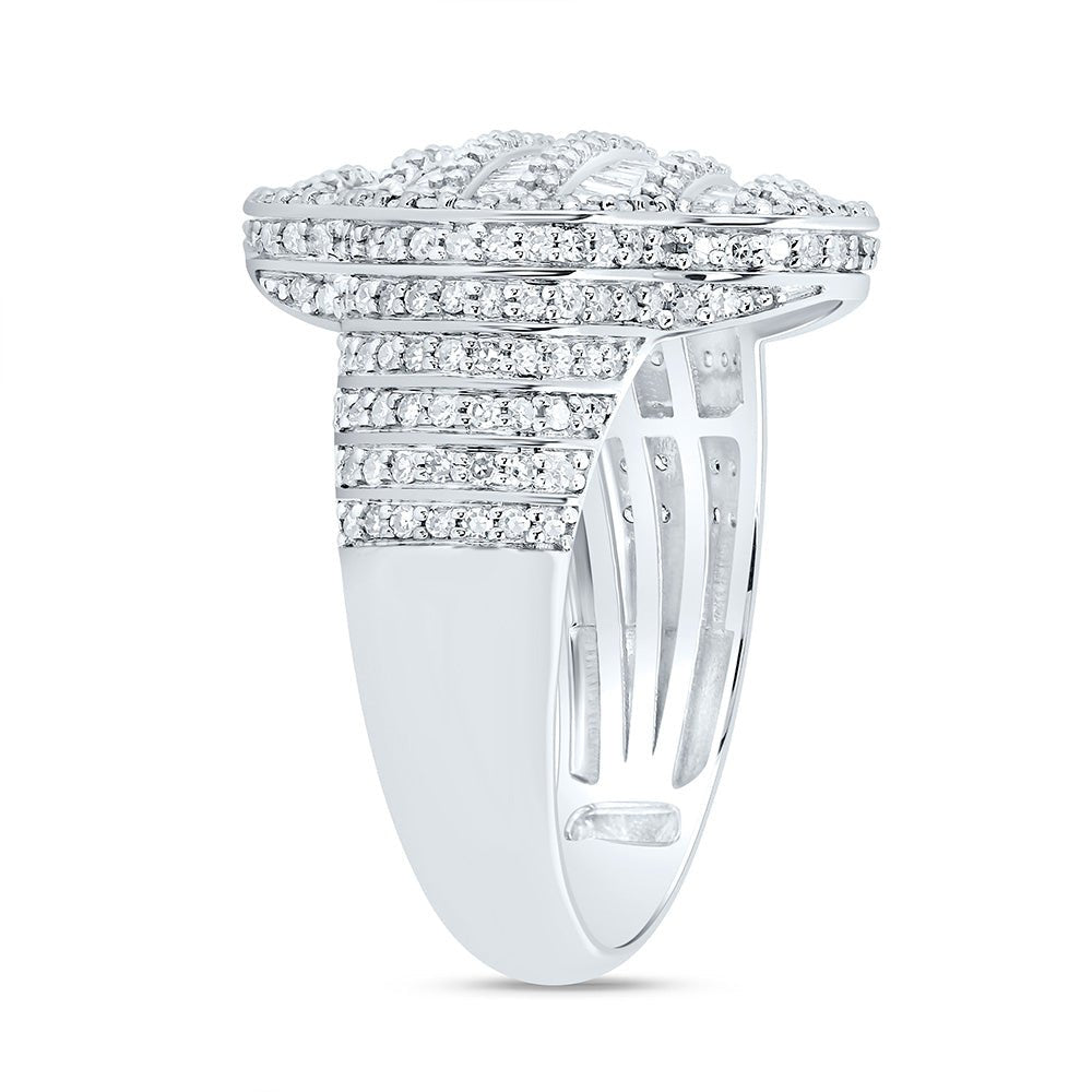 10K White Gold Diamond Clover Men's Ring 1 1/2 Cttw - Splendid Jewellery