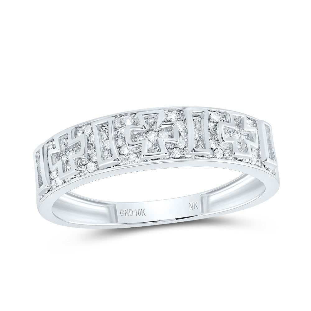 10K White Gold Diamond Crome Cross Men's Ring 1/2 Cttw - Splendid Jewellery