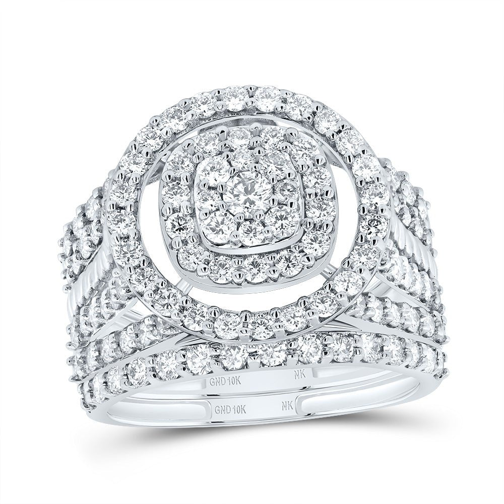 10K White Gold Diamond Fashion Bridal Set 1 3/4 Cttw - Splendid Jewellery
