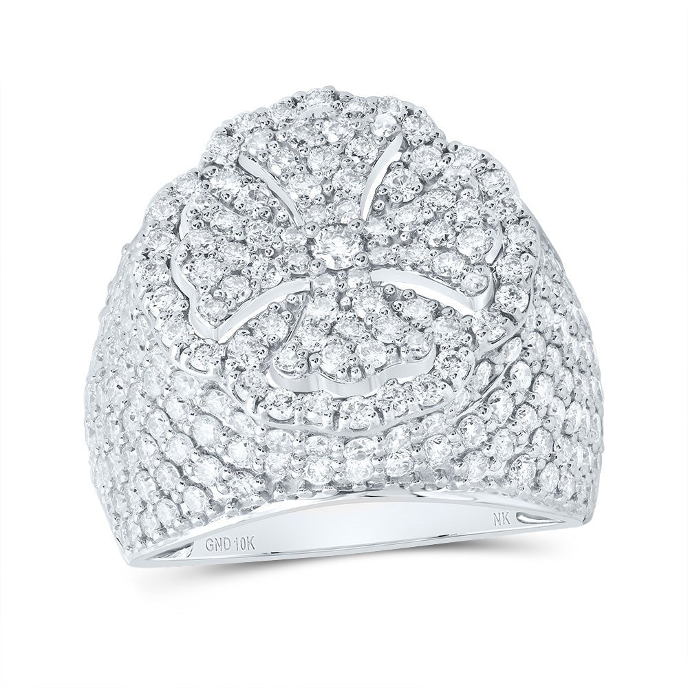 10K White Gold Diamond Fashion Cross Ring 3 Cttw - Splendid Jewellery