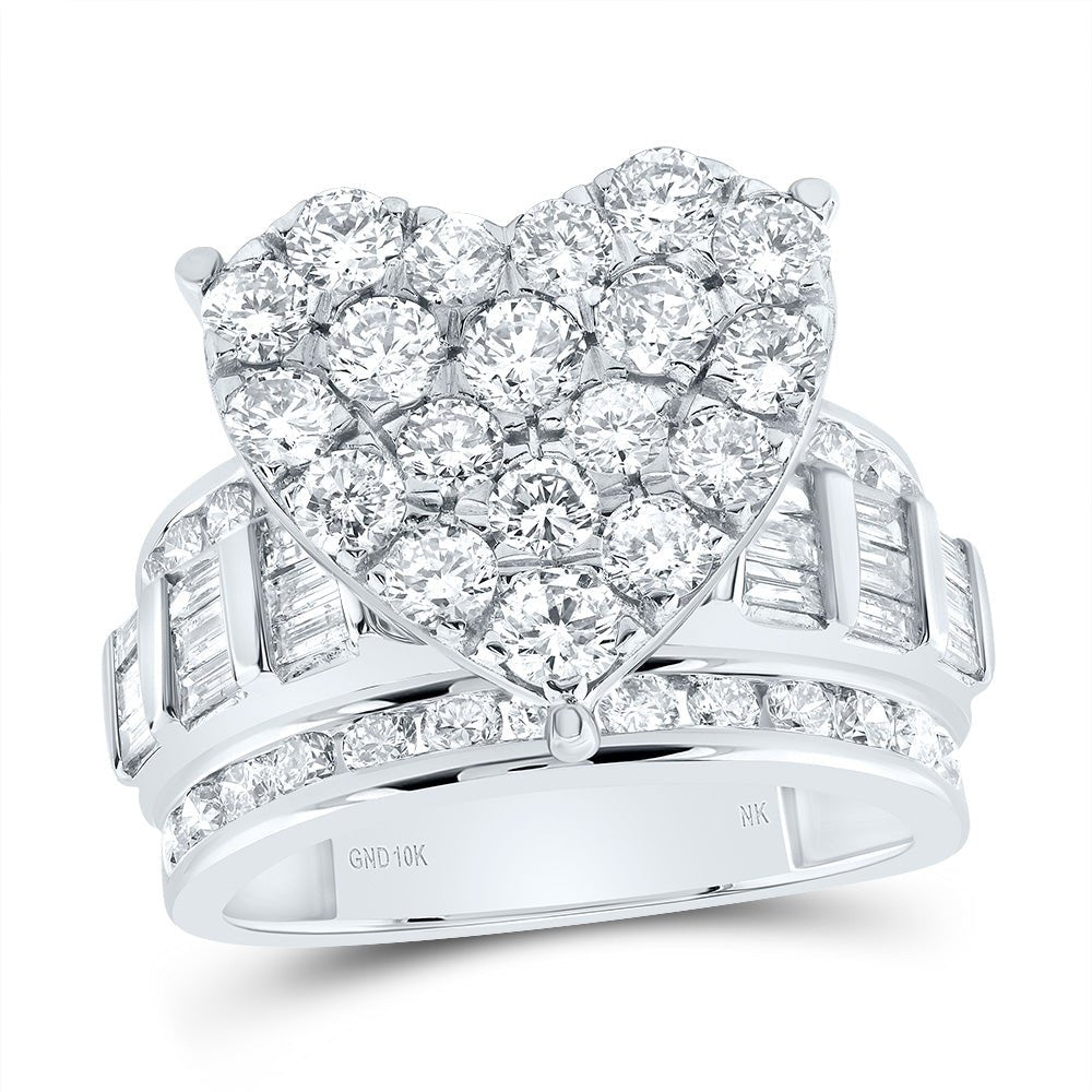 10K White Gold Diamond Fashion Heart Ring 3 Cttw - Splendid Jewellery