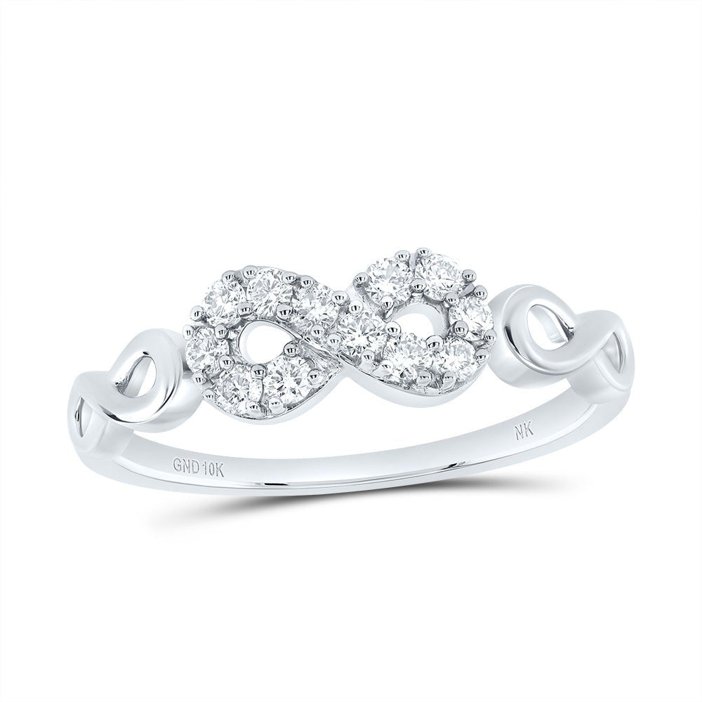 10K White Gold Diamond Fashion Infinity Ring 1/4 Cttw - Splendid Jewellery