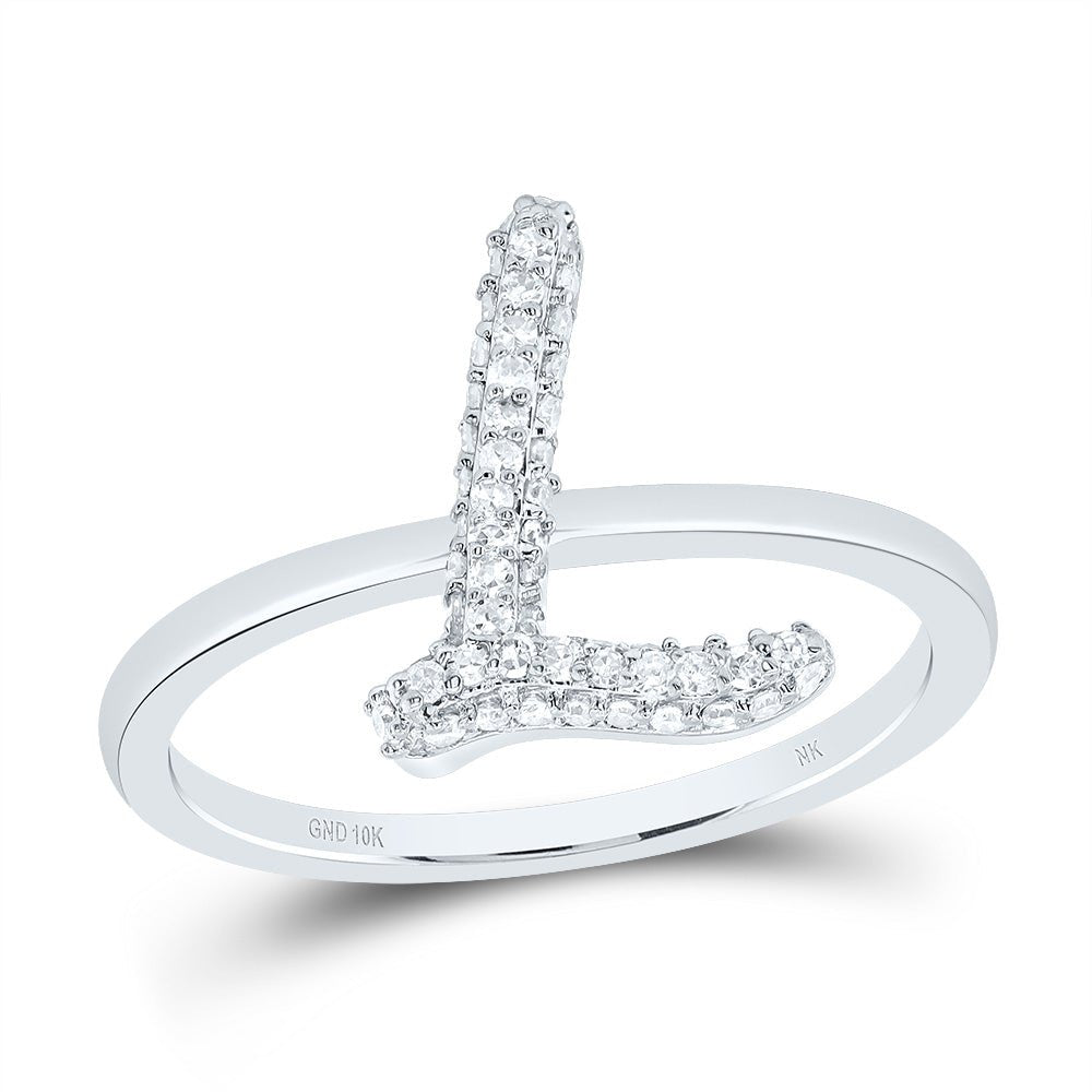 10K White Gold Diamond Fashion Initial "L" Ring 1/5 Cttw - Splendid Jewellery