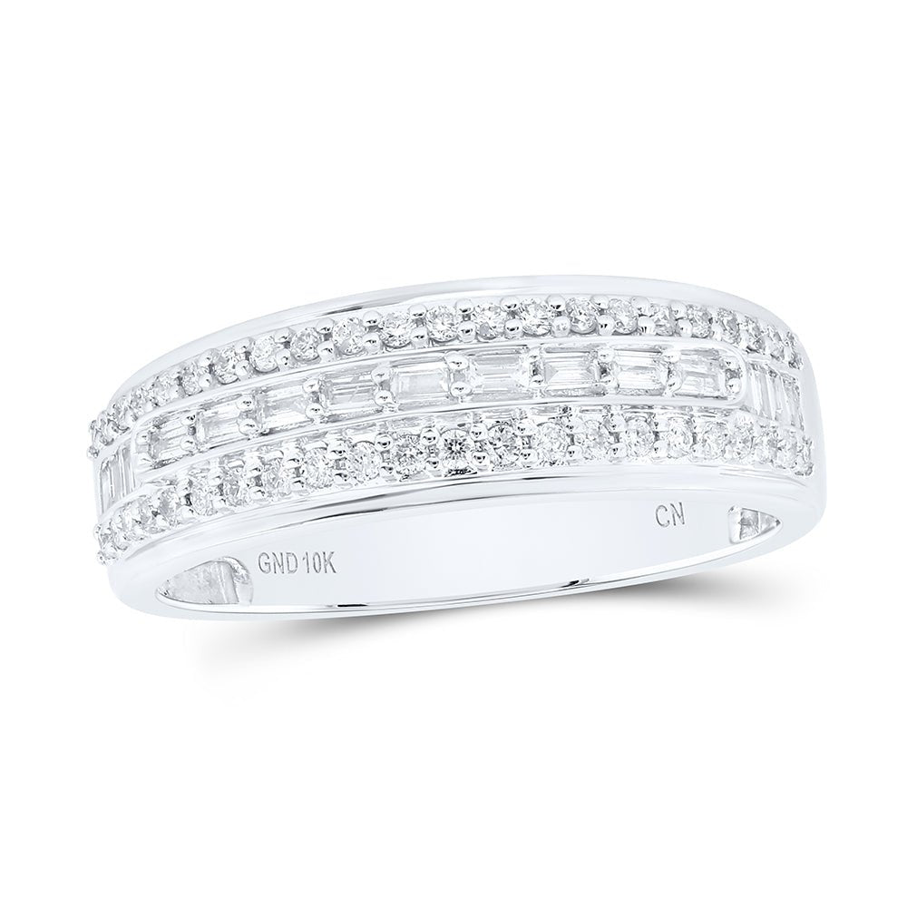 10K White Gold Diamond Fashion Trio Ring Set 1 3/4 Cttw - Splendid Jewellery