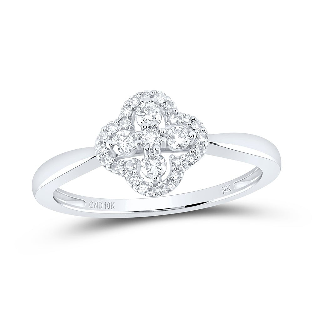 10K White Gold Diamond Gift Clover Ring 1/4 Cttw - Splendid Jewellery