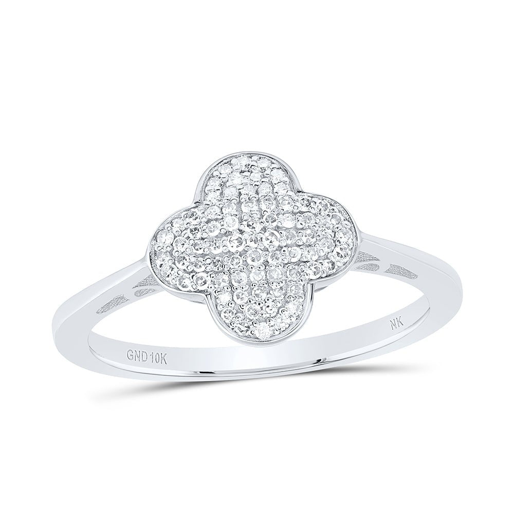 10K White Gold Diamond Gift Clover Ring 1/5 Cttw - Splendid Jewellery