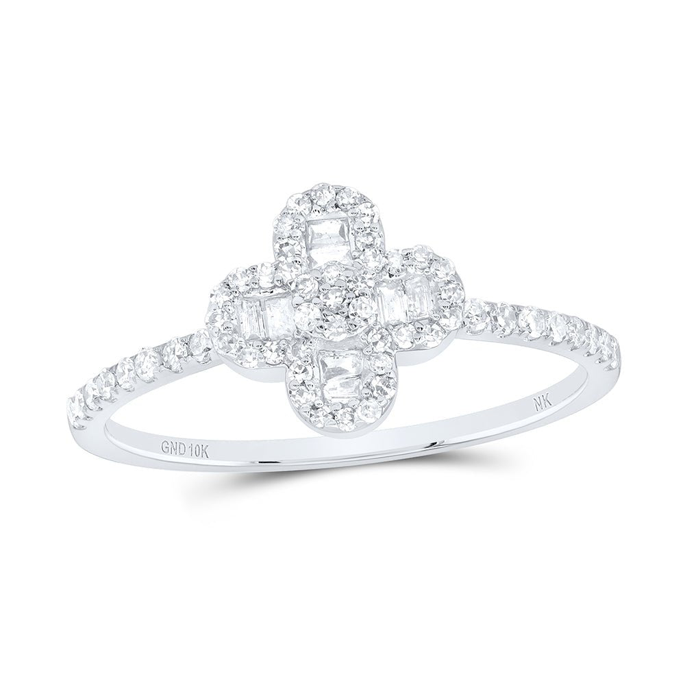 10K White Gold Diamond Gift Clover Women's Ring 1/3 Cttw - Splendid Jewellery