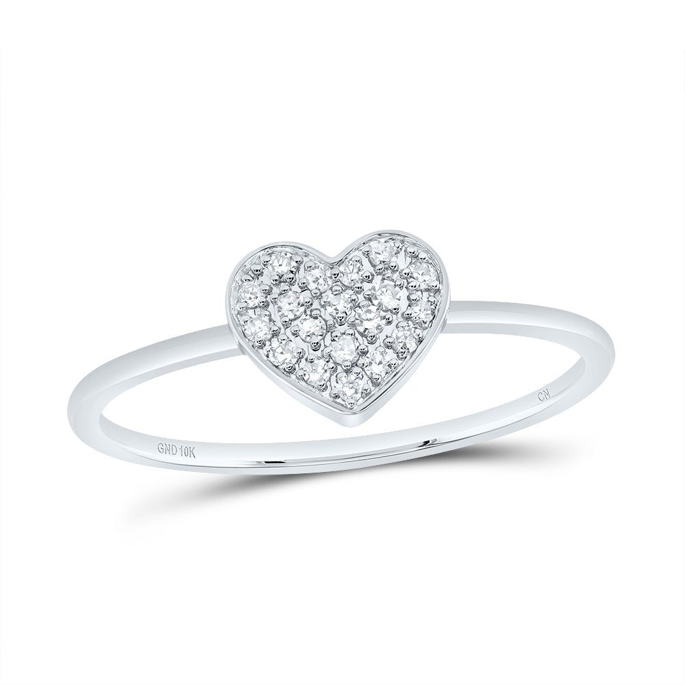 10K White Gold Diamond Gift Heart Ring 1/10 Cttw - Splendid Jewellery