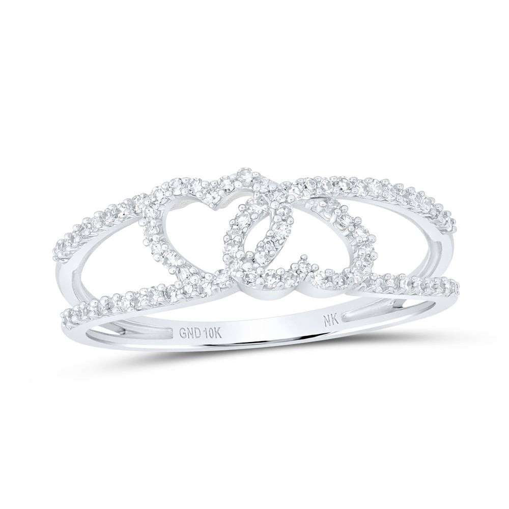 10K White Gold Diamond Gift Heart Ring 1/4 Cttw - Splendid Jewellery
