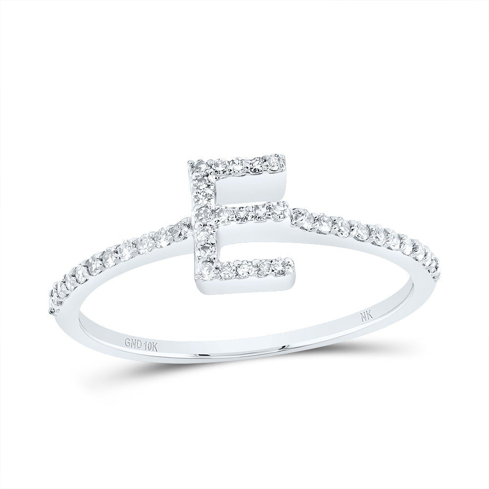 10K White Gold Diamond Gift Initial "E" Ring 1/6 Cttw - Splendid Jewellery