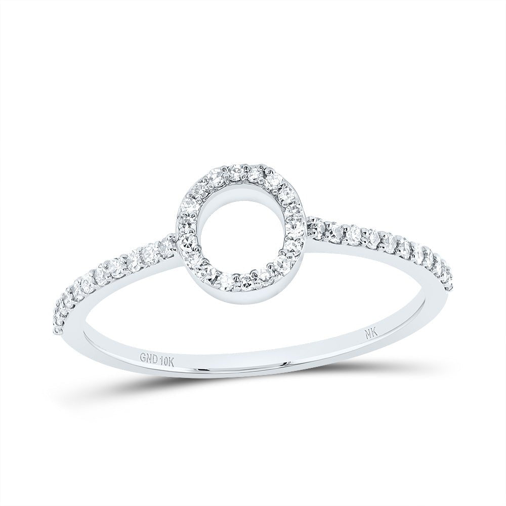 10K White Gold Diamond Gift Initial "O" Ring 1/6 Cttw - Splendid Jewellery
