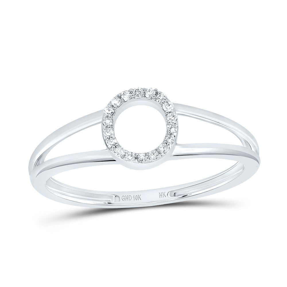 10K White Gold Diamond Gift Initial "O" Women's Ring 1/20 Cttw - Splendid Jewellery