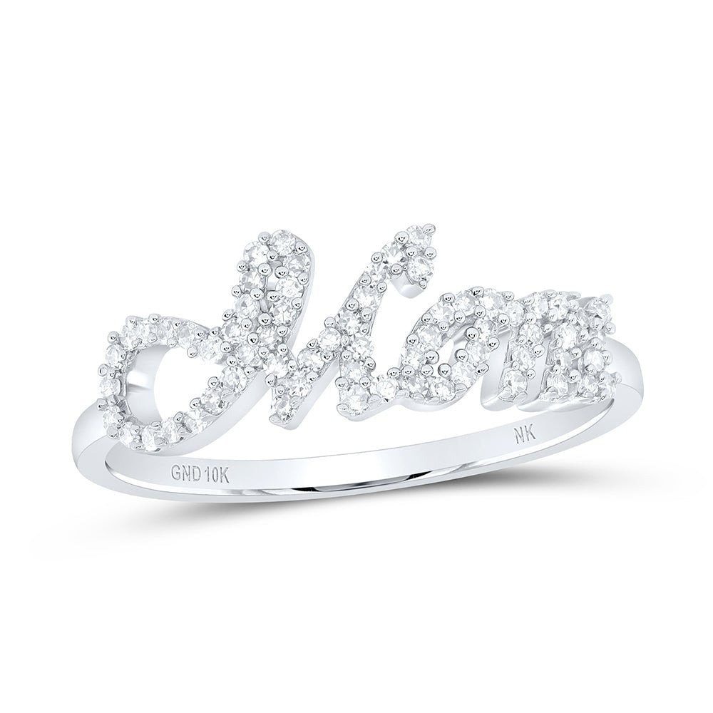 10K White Gold Diamond Gift "Mom" Ring 1/5 Cttw - Splendid Jewellery