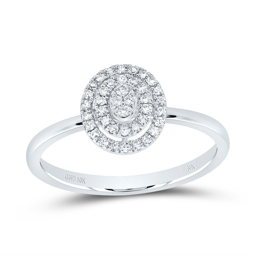 10K White Gold Diamond Gift Oval Ring 1/6 Cttw - Splendid Jewellery