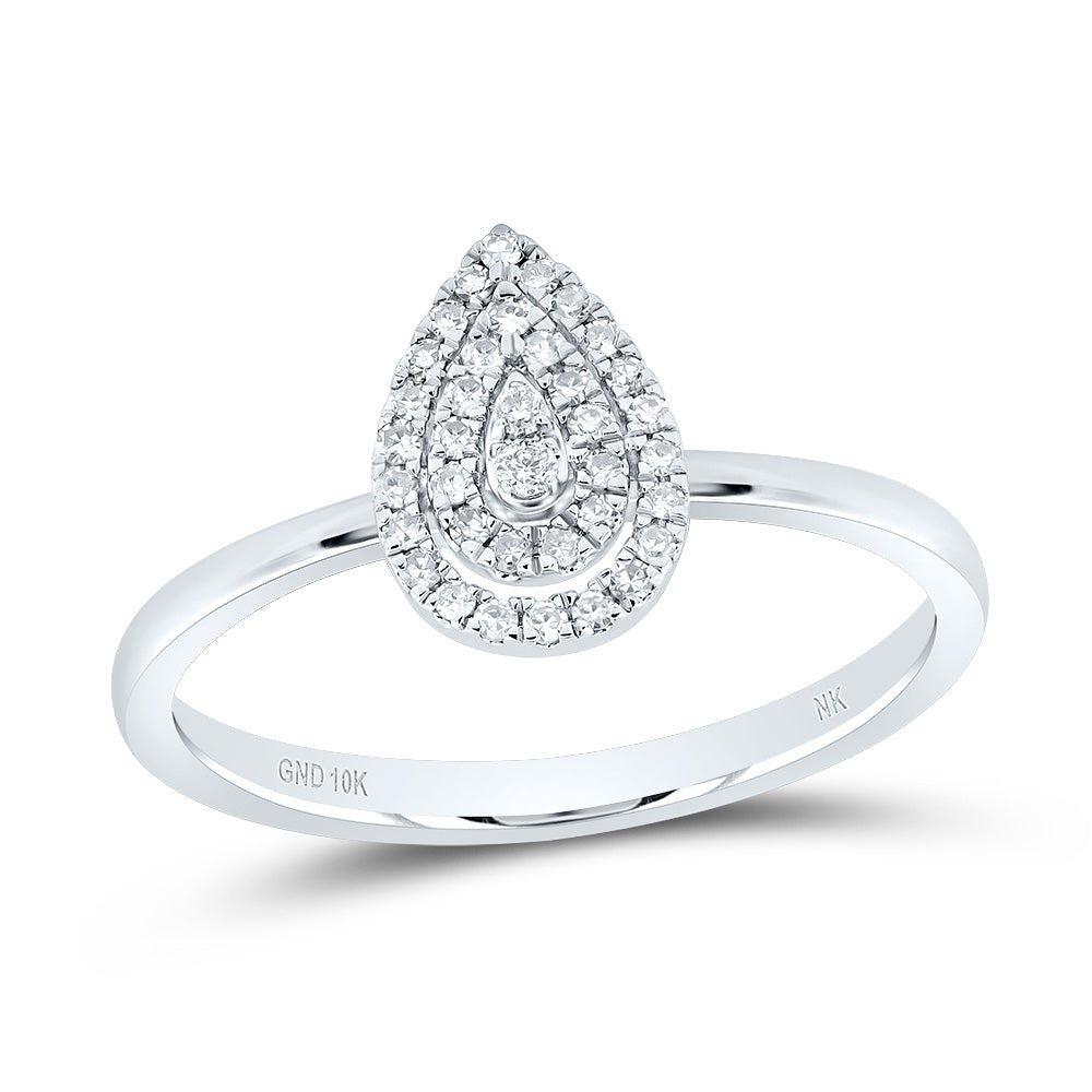 10K White Gold Diamond Gift Pear Ring 1/6 Cttw - Splendid Jewellery