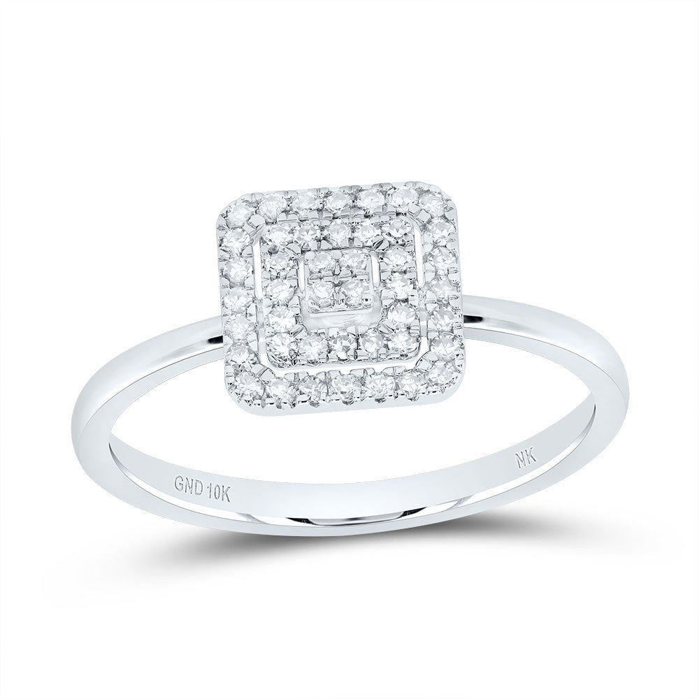 10K White Gold Diamond Gift Square Ring 1/5 Cttw - Splendid Jewellery