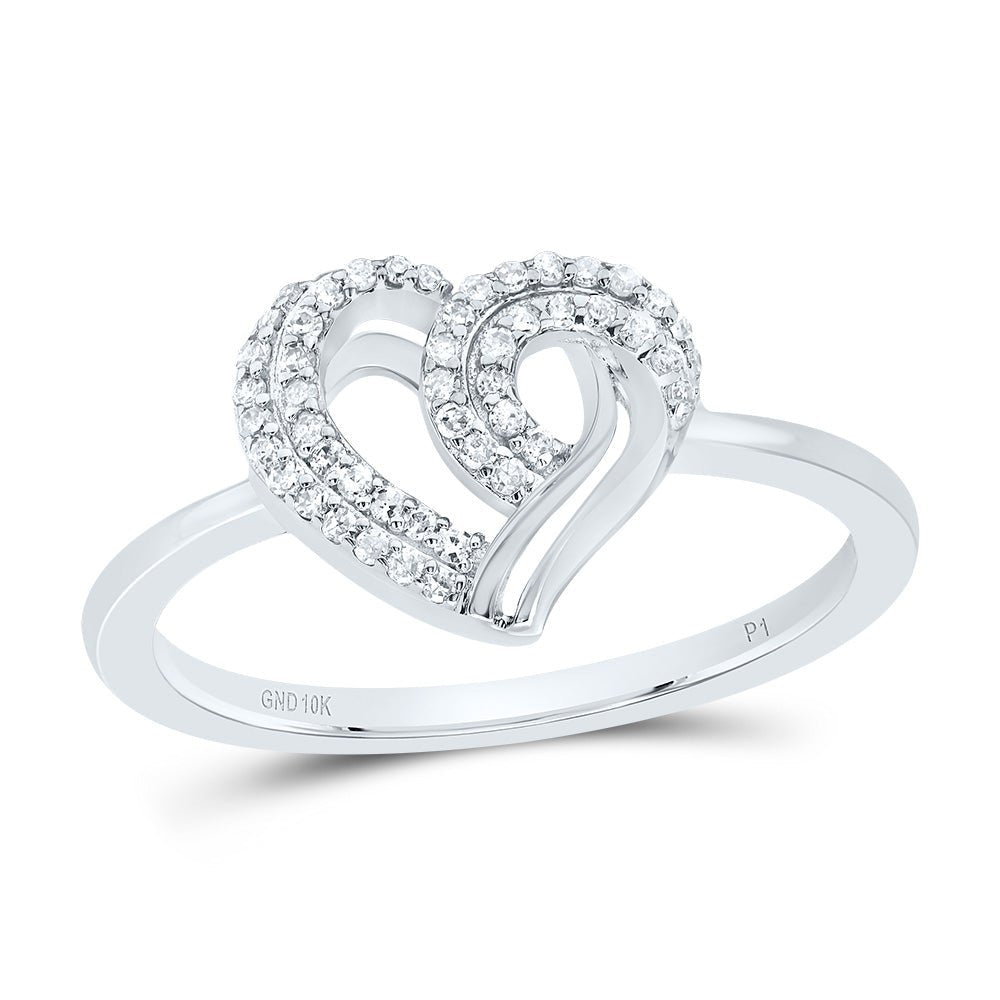 10K White Gold Diamond Heart Ring 1/6 Cttw - Splendid Jewellery
